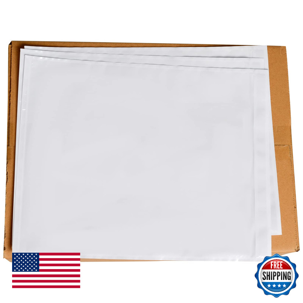 100 PCS 9.5"x 12" Clear Self-Adhesive Packing List Envelopes for 8.5"x11" Docs