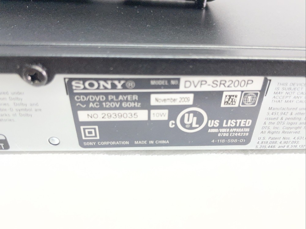 Sony DVP‑SR200P DVD/CD Player w/ Remote – Pre‑Owned Tested Working