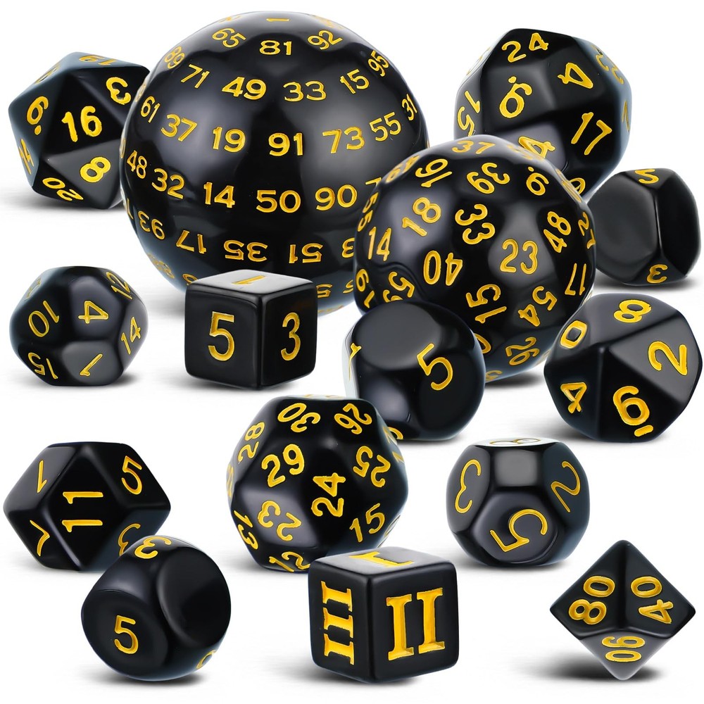 Civaner 15 Pcs Complete Polyhedral Dice Set D3-D100 Spherical RPG Dice Set in