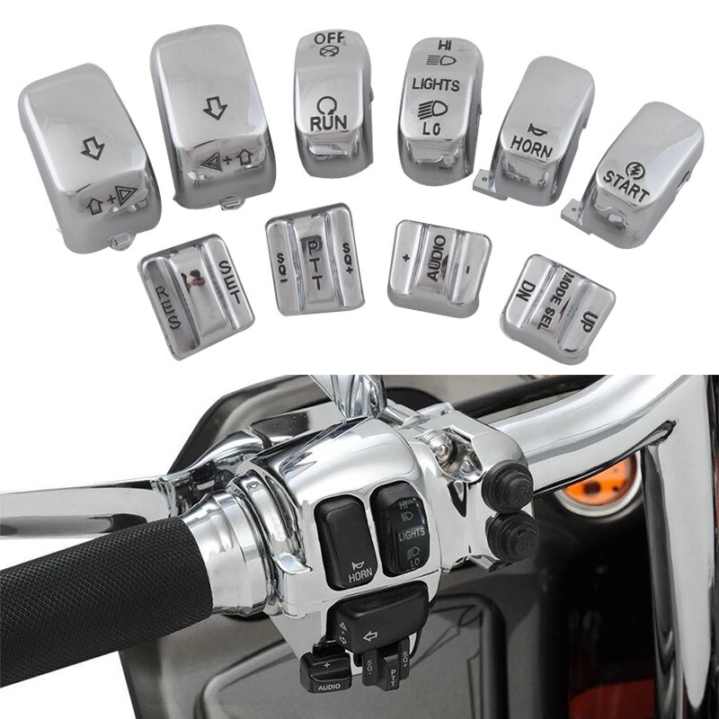 Fit For Harley Touring Model Chrome Hand Control Switch Housing Cap Button Cover