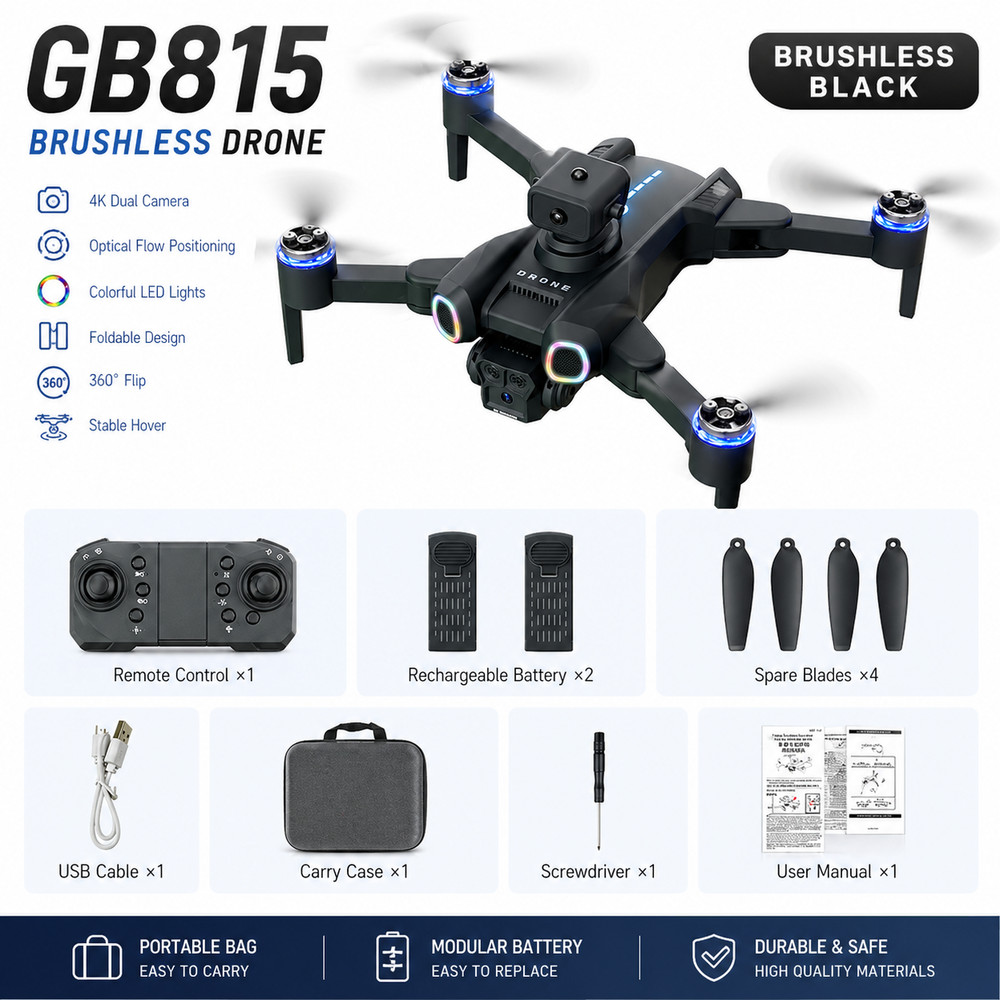 GPS Drone 4K Dual Camera Brushless Motor Avoidance Foldable RC Quadcopter
