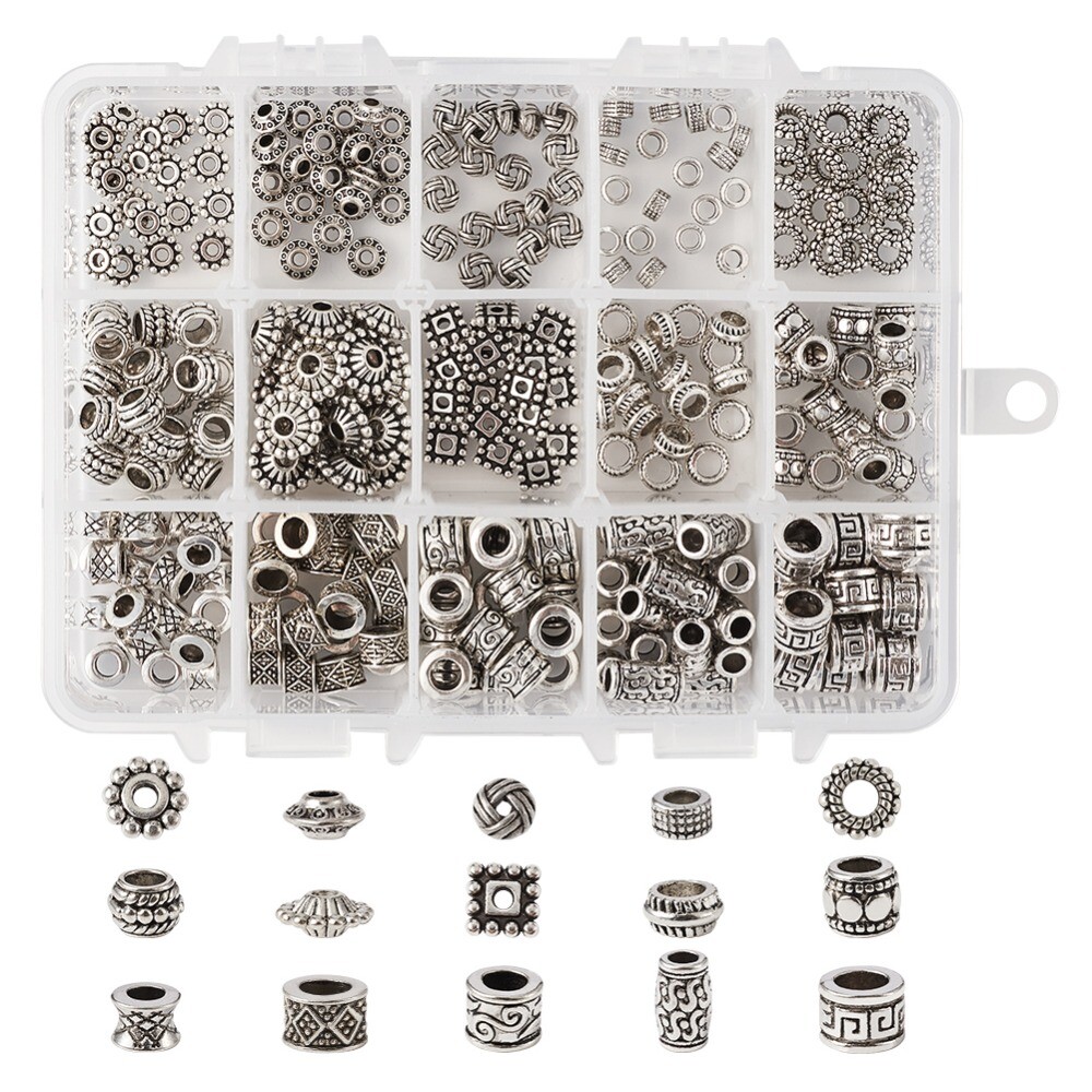 300 Piece Tibetan Style Alloy Dreadlock Beads Small and Medium Dreadlocks