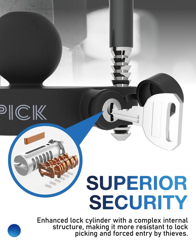 TOPICK Trailer Coupler Lock, Universal Ball Matt Black
