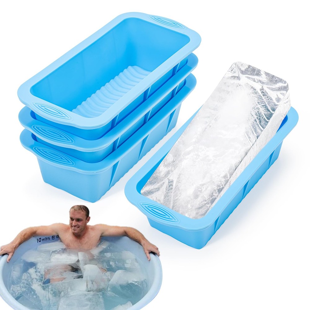Ice Bath Accessory, 4 Pack 9.4lb Large Ice Block Mold, Blue