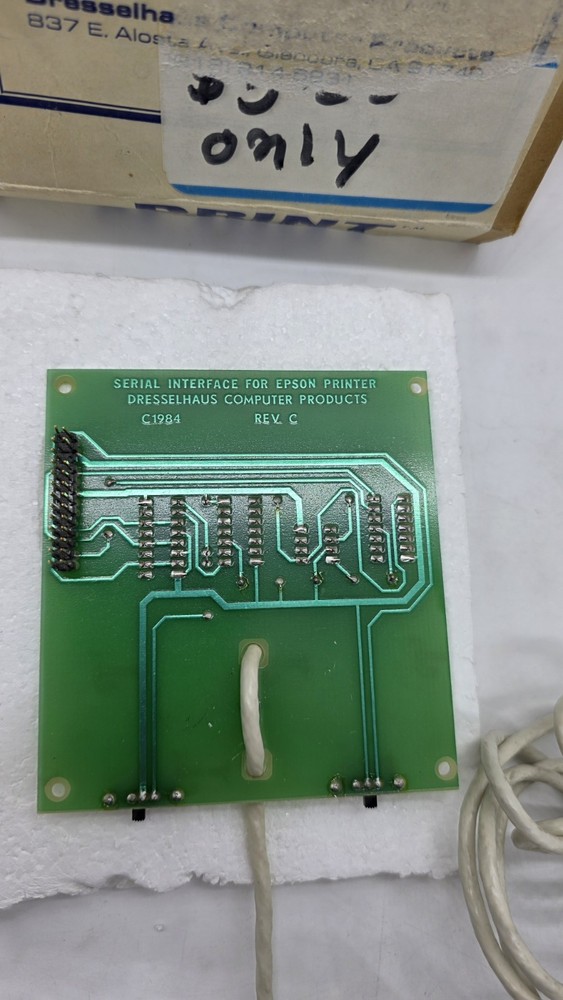 cPRINT SERIAL INTERFACE CARD Epson RX & FX For Apple IIc In Box Manual Untested