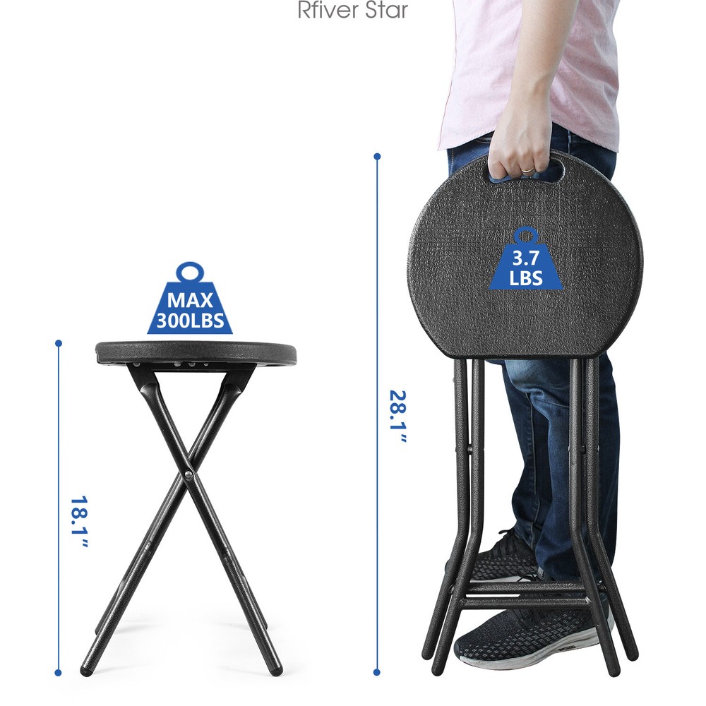 Folding Stool Chairs （Set of 2）,Small Folding Skinny Stools with Handle