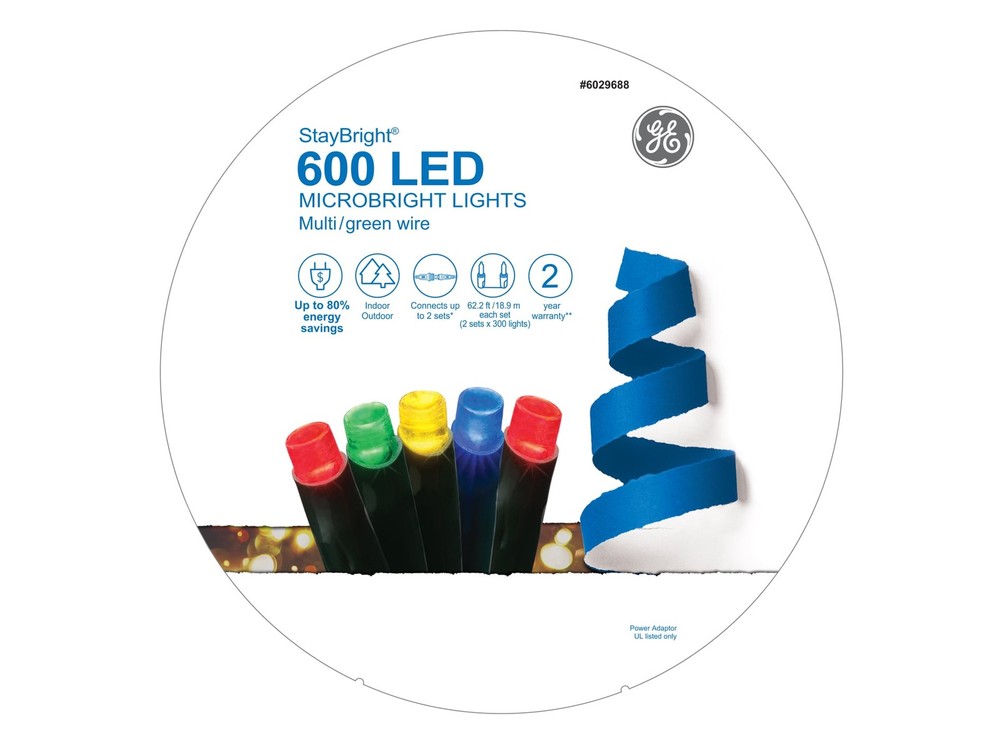 NEW! GE StayBright 600 LED Multi-Color Microbright String Lights - FREE SHIP