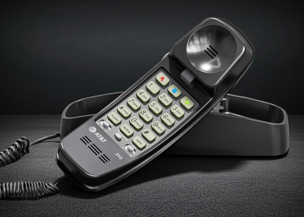 AT&T 210 Basic Trimline Corded Phone Single Line No AC Power Required Black