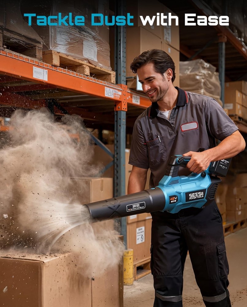 40V Leaf Blower Cordless, 650CFM Brushless Motor Battery Powered Leaf Blower wit