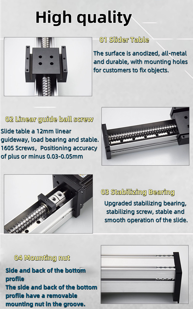 Mini Fully Enclosed Ballscrew Linear stage CNC Kit,Dustproof CNC Sliding Table