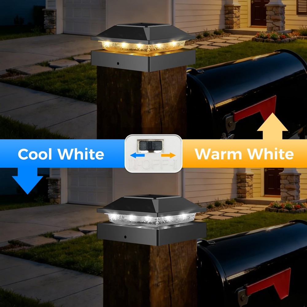 4x4 Solar Post Cap Light 10 Pack, 2 Modes 16 LED Fence Deck Post Lights Water...