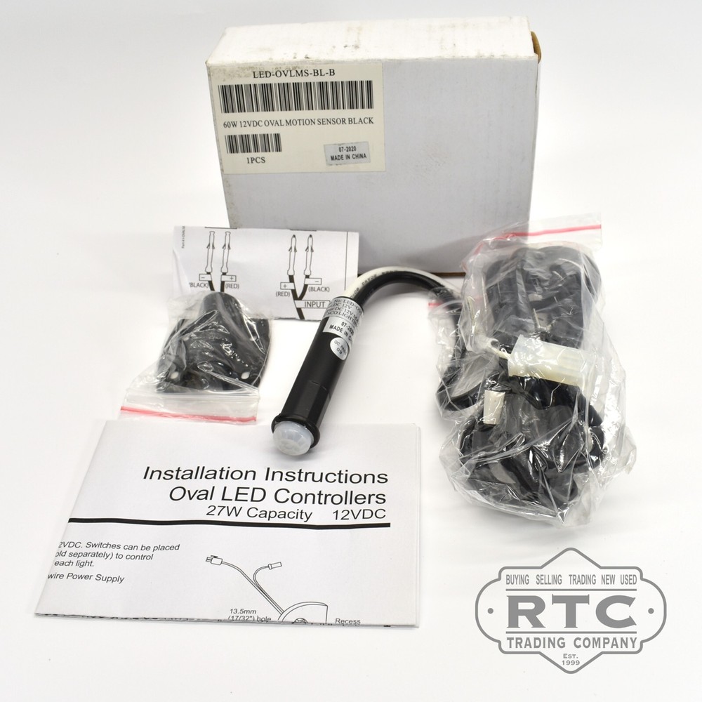 Tresco 12VDC Oval Motion Sensor Black LED-OVLMS-BL-B