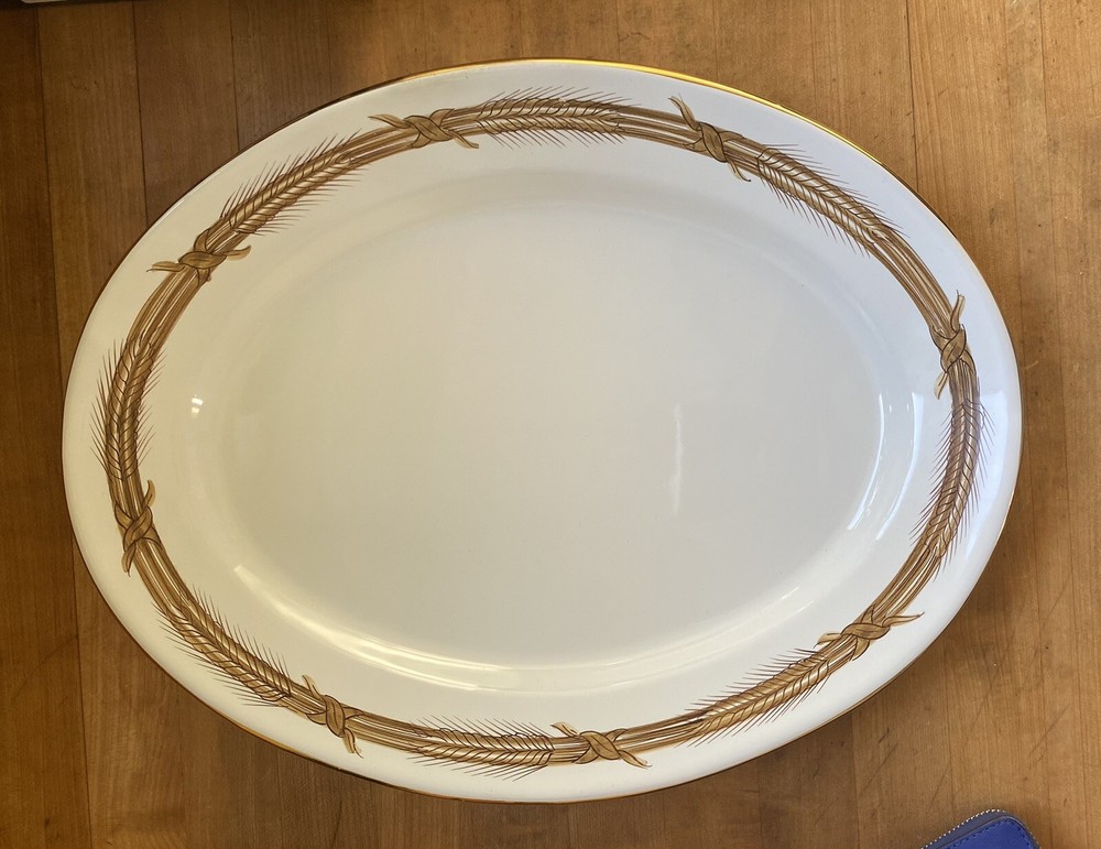 Deruta for Wolfman Gold Ceramic Grano Wheat Design Oval Platter NEVER USED