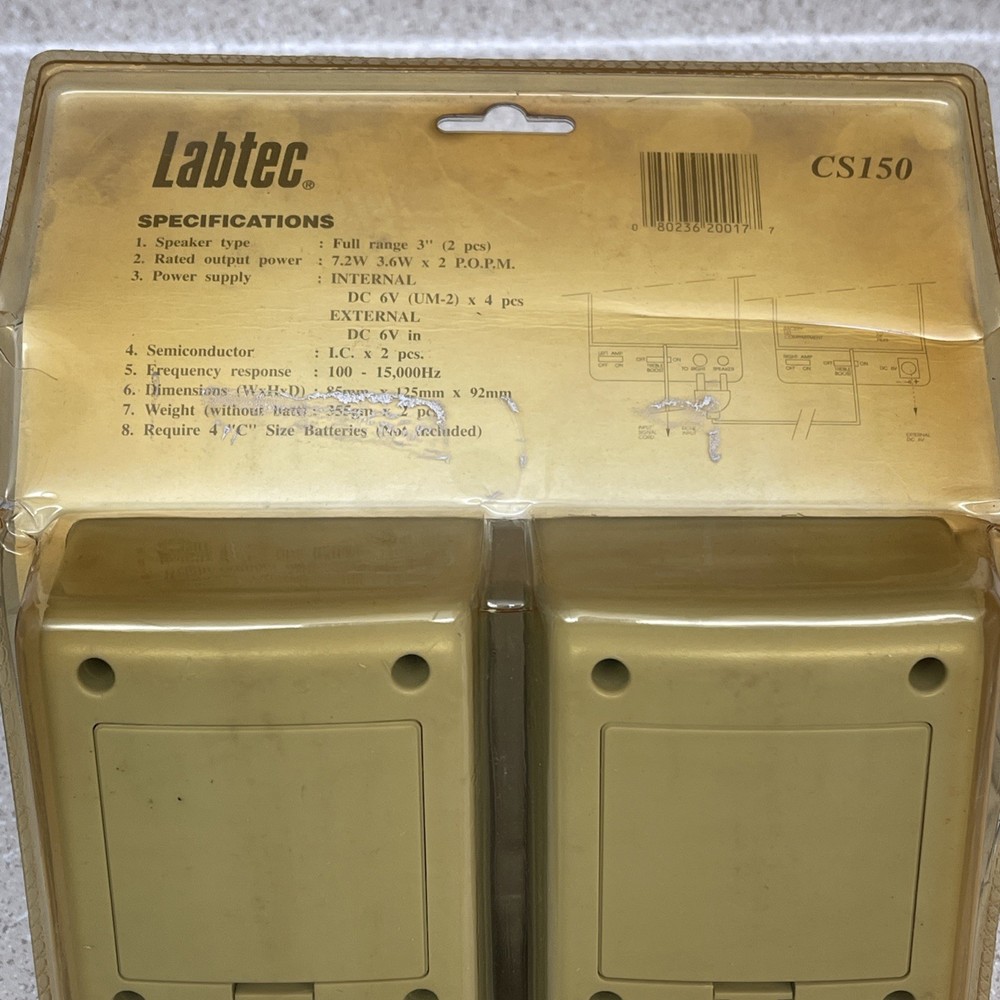 Labtec Amplified Computer Speaker System CS150 Digital Ready NIB