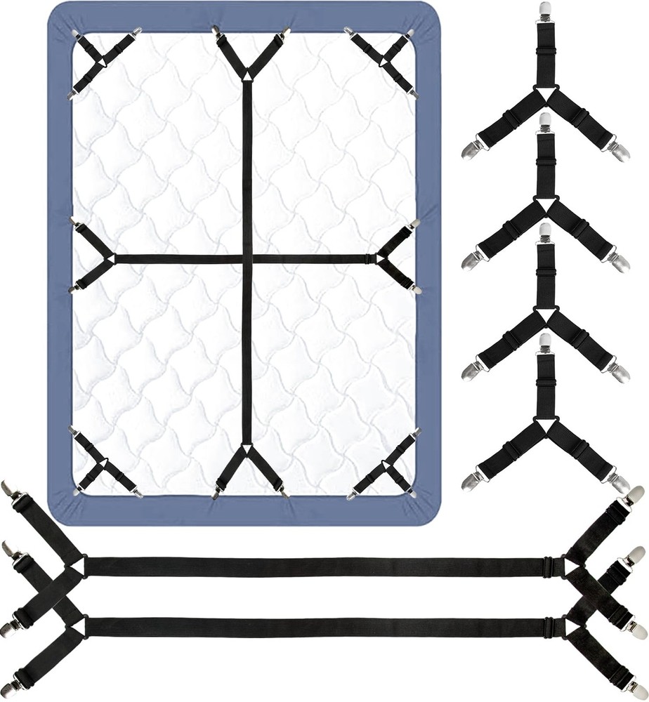 6 Pack Bed Sheet Straps Adjustable Crisscross Corner Fasteners