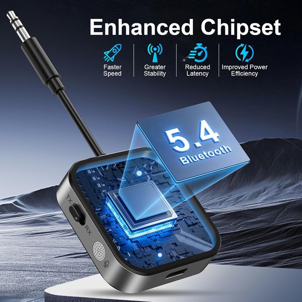2026 Pro Bluetooth 5.4 Transmitter Receiver, 2-In-1 Wireless Audio Adapter