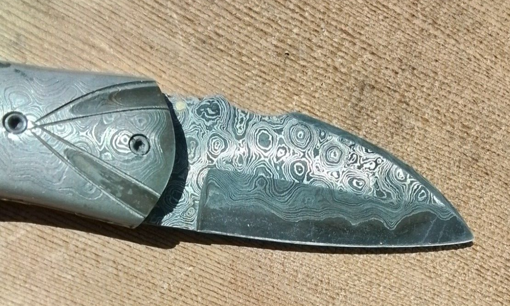 HAND FABRICATED RAM's HORN Custom Folding Knife