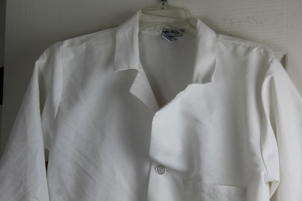 Medline Lab Coat Full Length White Long Sleeve Size Small