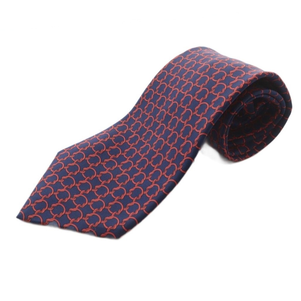 HERMES FA Tie Pattern Navy Red 7788 SR OH Men s
