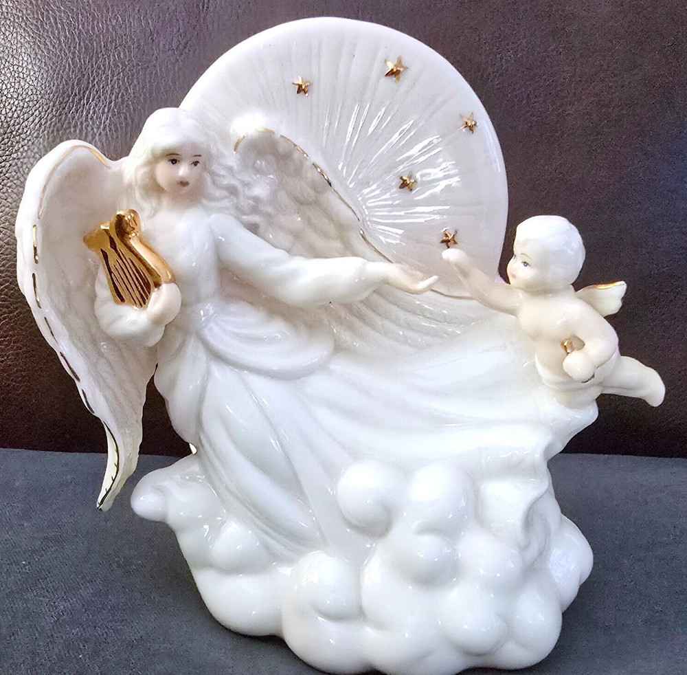 Wonderful Angel with Harp Ceramic Nightlight Tabletop