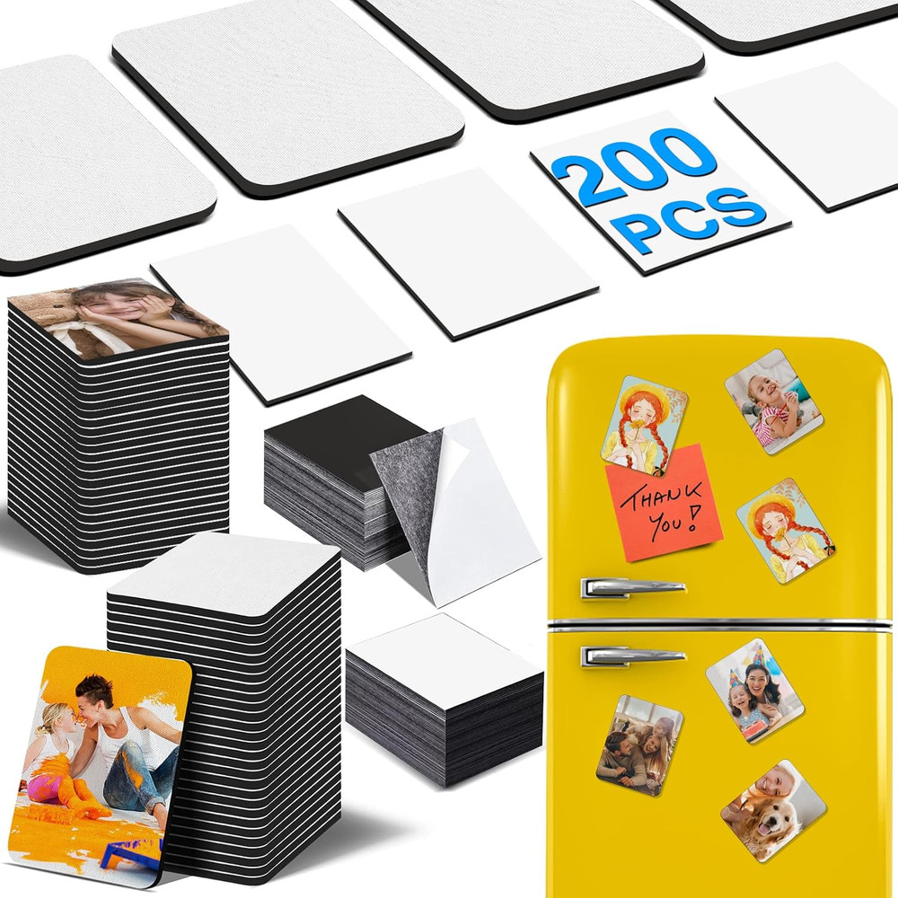 200Pcs Sublimation Magnet Blanks Set,Personalized Sublimation Refrigerator Magne