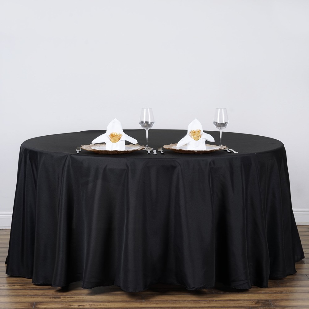 10 Black Round 120" Inch Premium Polyester Tablecloths 5' Table Cover Quality