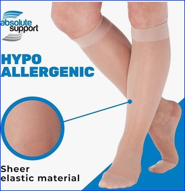 ABSOLUTE SUPPORT Women's Sheer Compression Socks 15-20 mmHg Knee High Medium