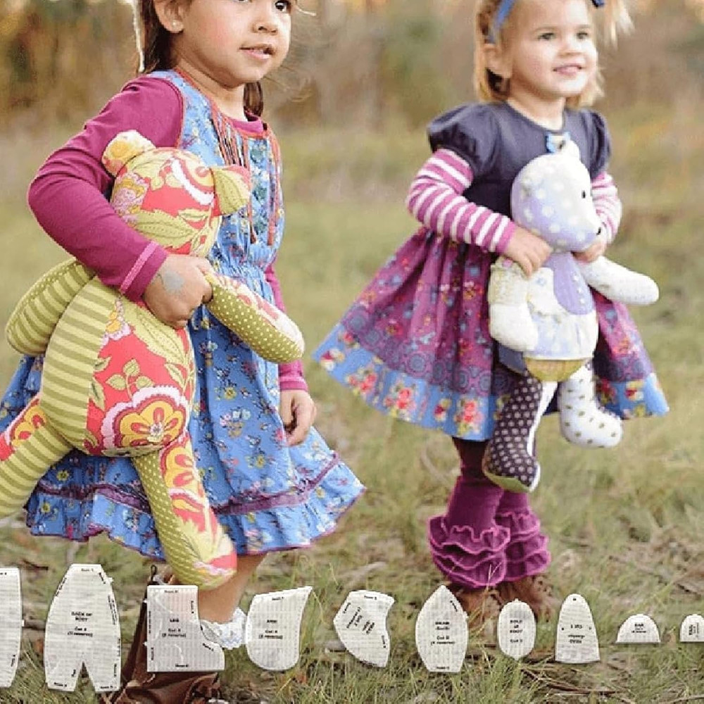 30 Pcs Memory Bear Sewing Patterns Template Set with Rulers for Beginners