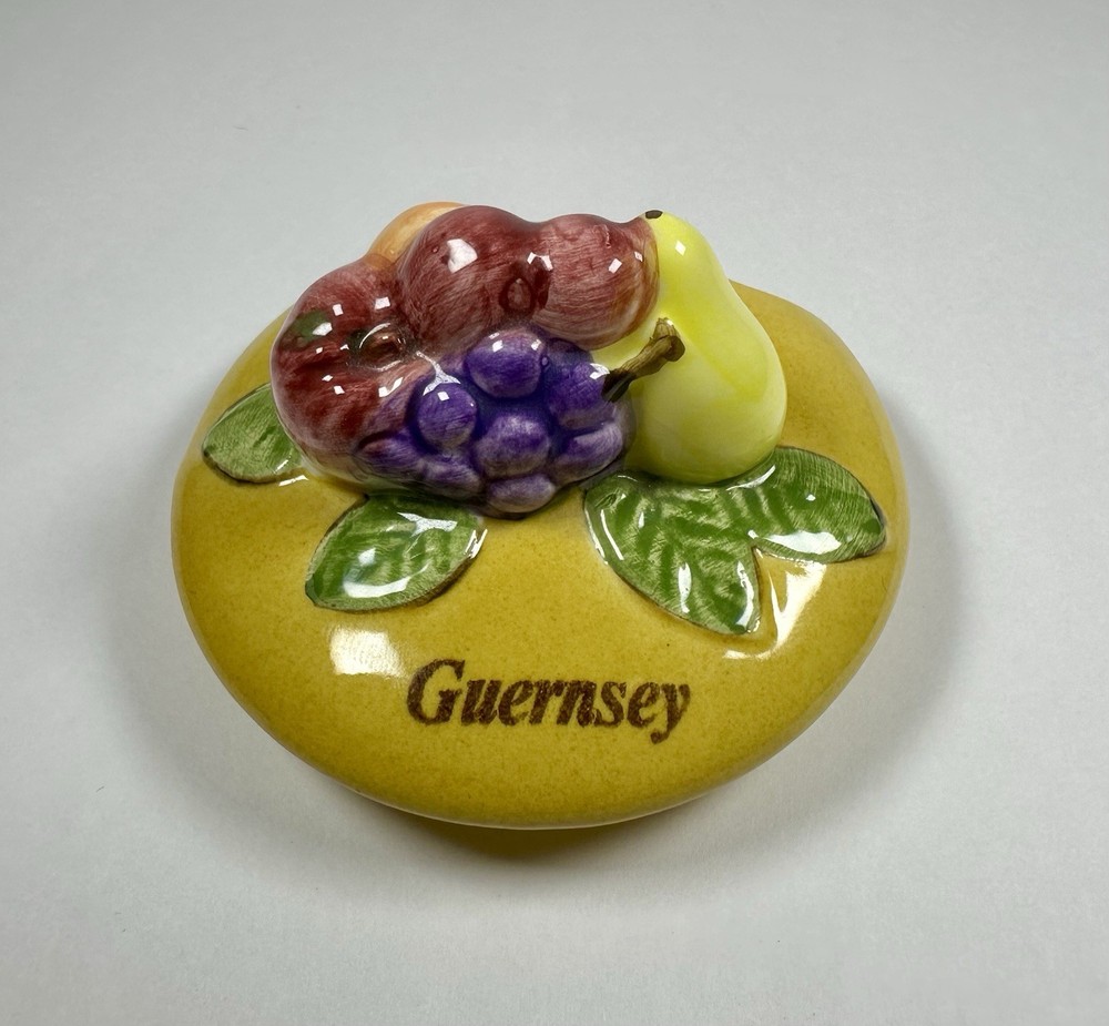 Guernsey Ceramic Sugar Bowl With Fruit Embellishment