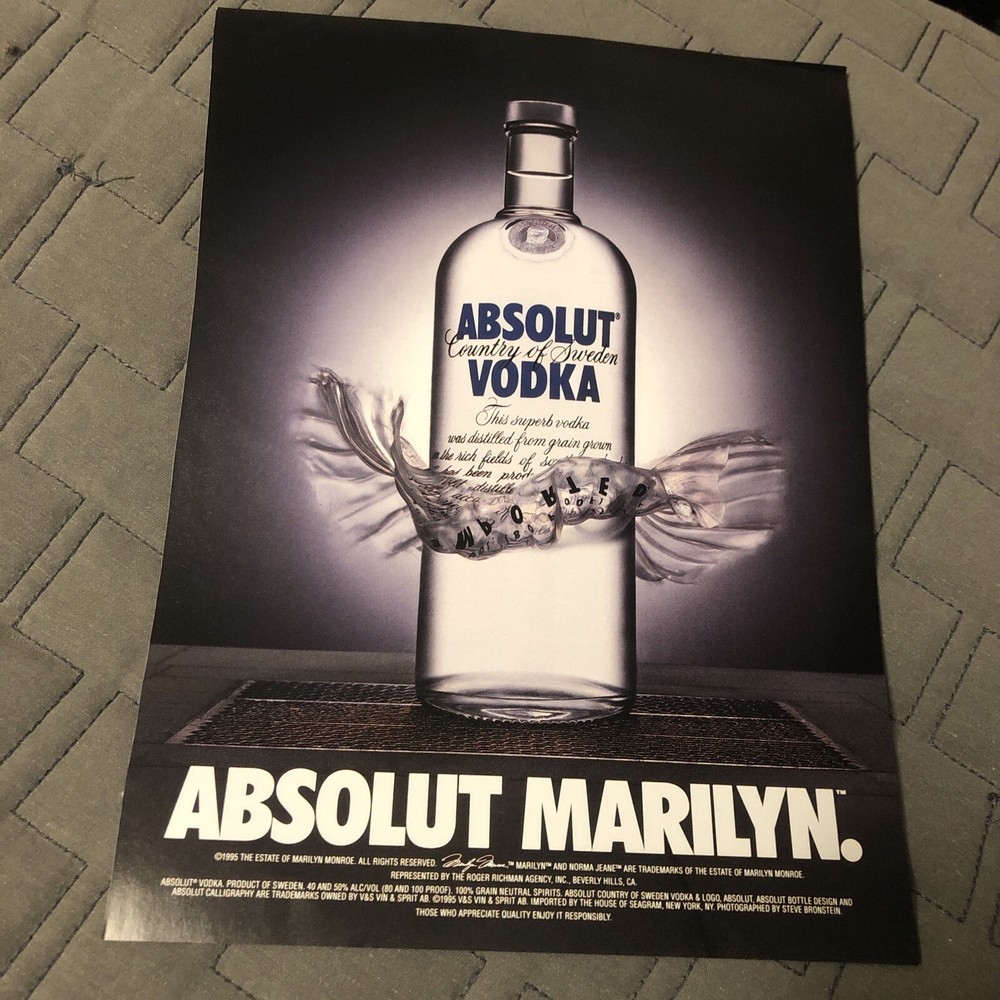 1995 Absolut Vodka Print Ad ABSOLUT MARILYN (Monroe)
