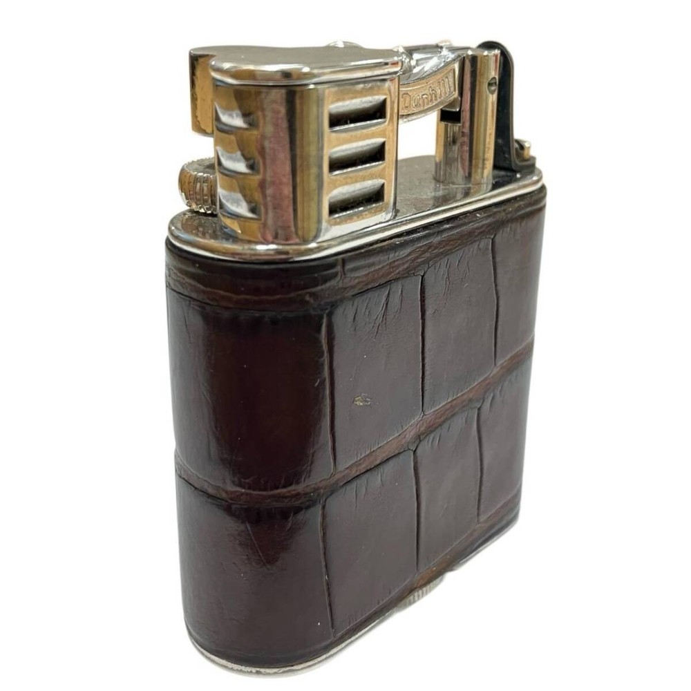 Working Dunhill Oil lighter silver brown hammer without box
