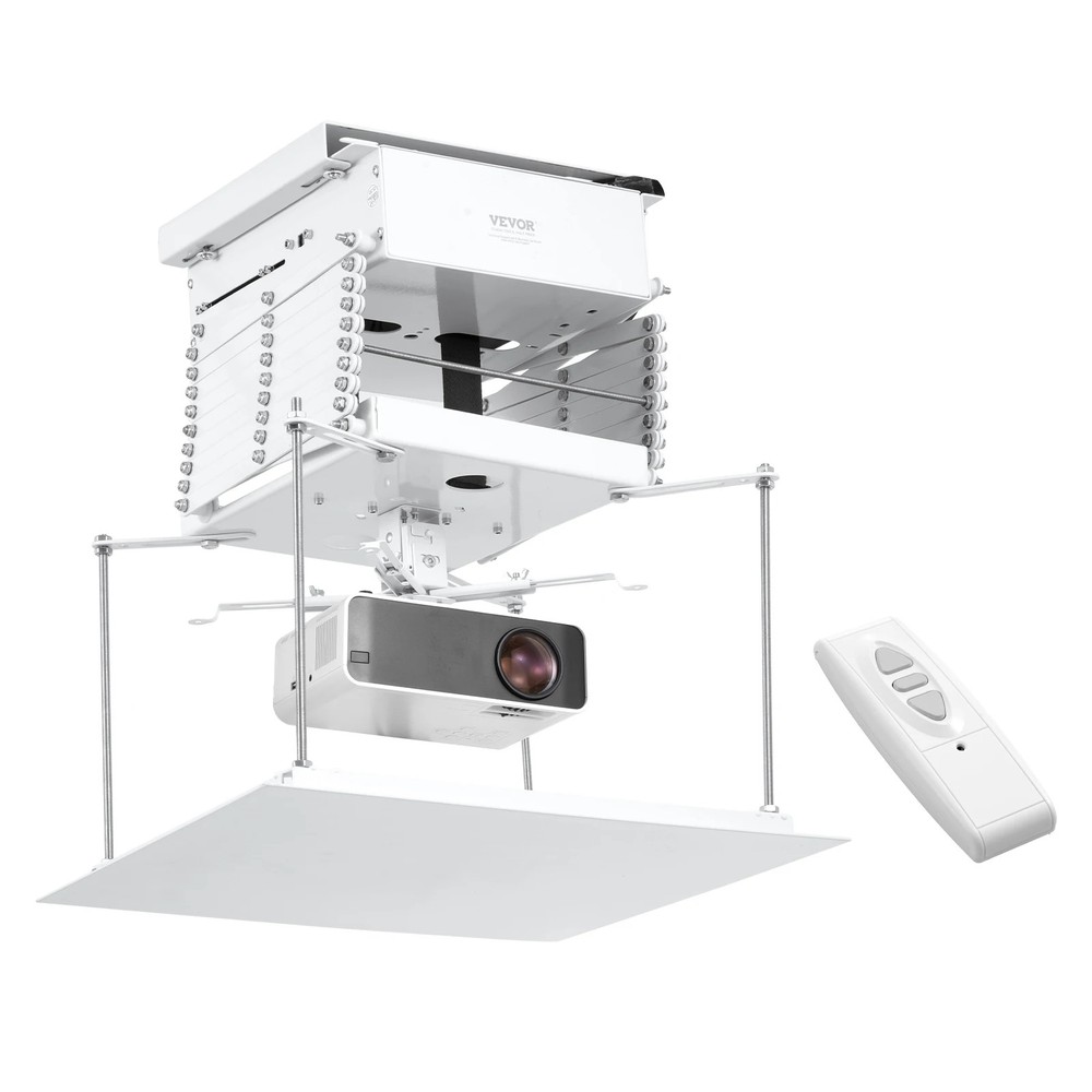 Motorized Projector Lift Hidden Projector Ceiling Mount w/ Remote &Wired Control
