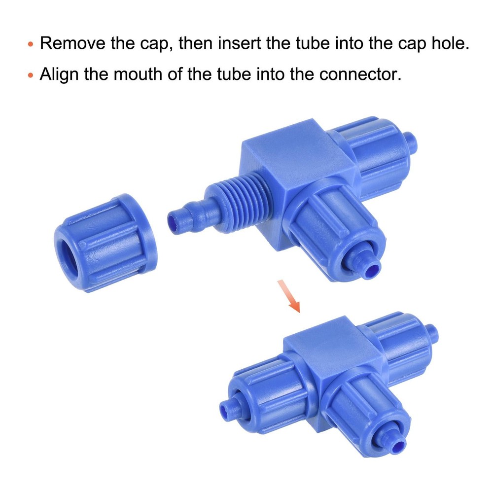 Compression Coupling 6mmx6mm OD Compression Tee Pipe Fittings Blue 2 Pack