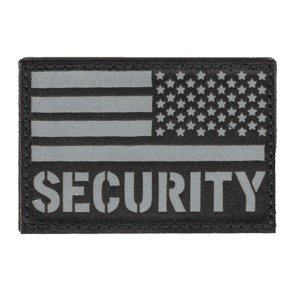 Reflective Security Guard Patch Reverse US Flag Hook Fastener compatible