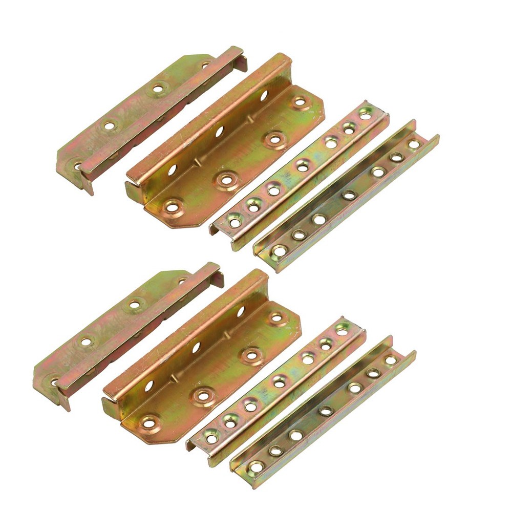 5-inch Length Bed Rail Bracket Hinge Fitting Connector Bronze Tone 4pcs