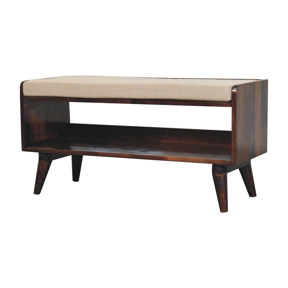 California Walnut Mud Linen Bench