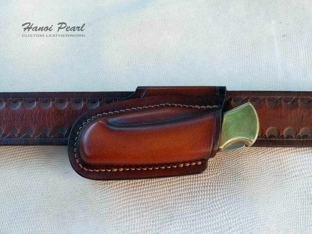 Buck 112 Custom Sheath | Strongside Horizontal Carry Leather Sheath