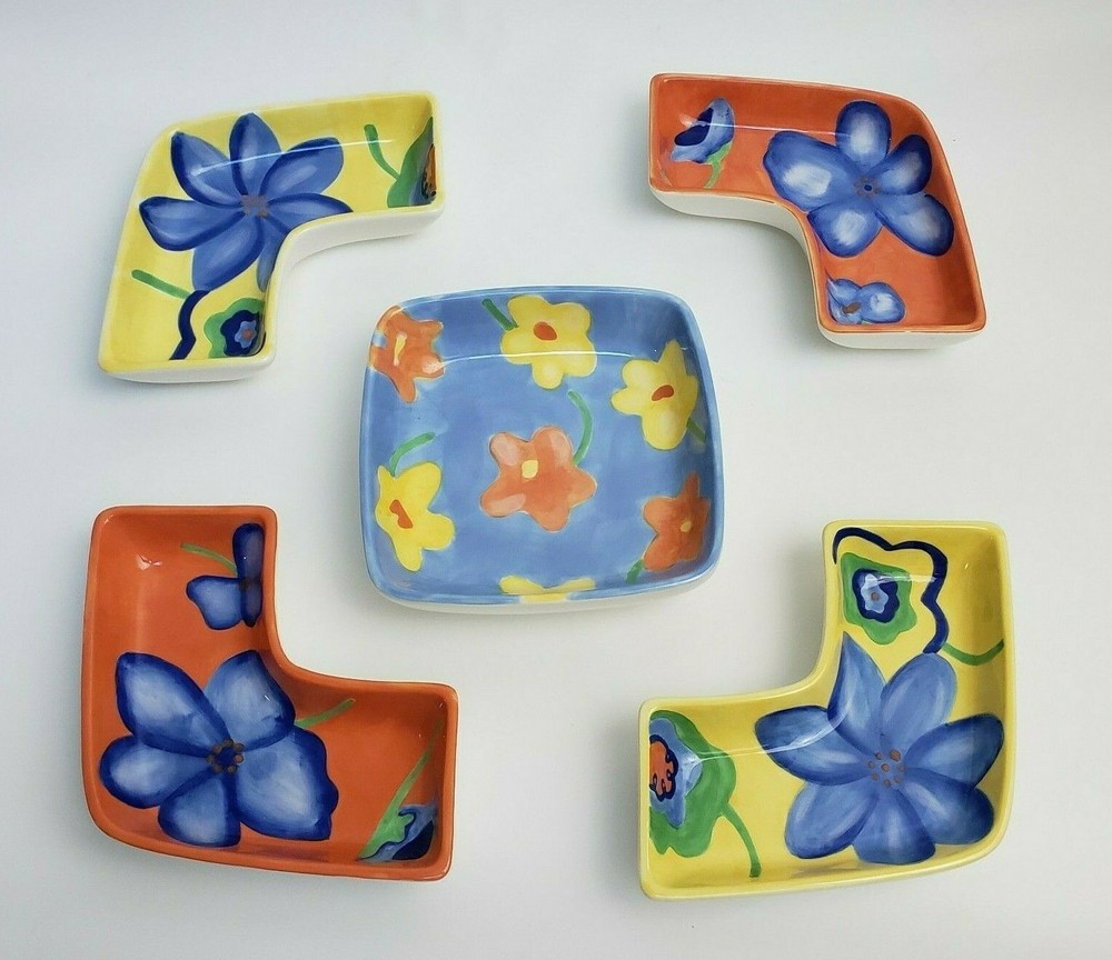 Luau Flowers Segmented Serving Dish Avon 5 Piece 2004 New
