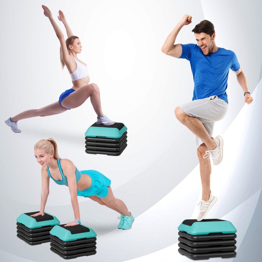 16"x16" Adjustable Step Aerobic Stepper Platform 4"-12" Exercise Workout Green