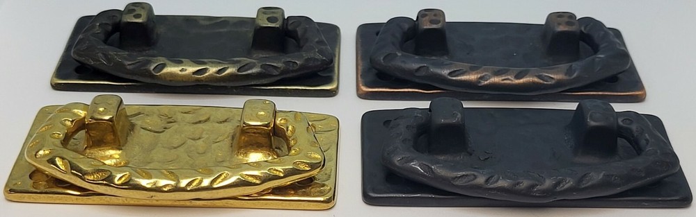 Cast Brass Hammered Stickley drawer pull handle knob bail ring Mission Art new