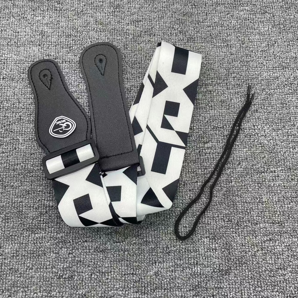 White & Black Letter Pattern - Guitar Strap High quality