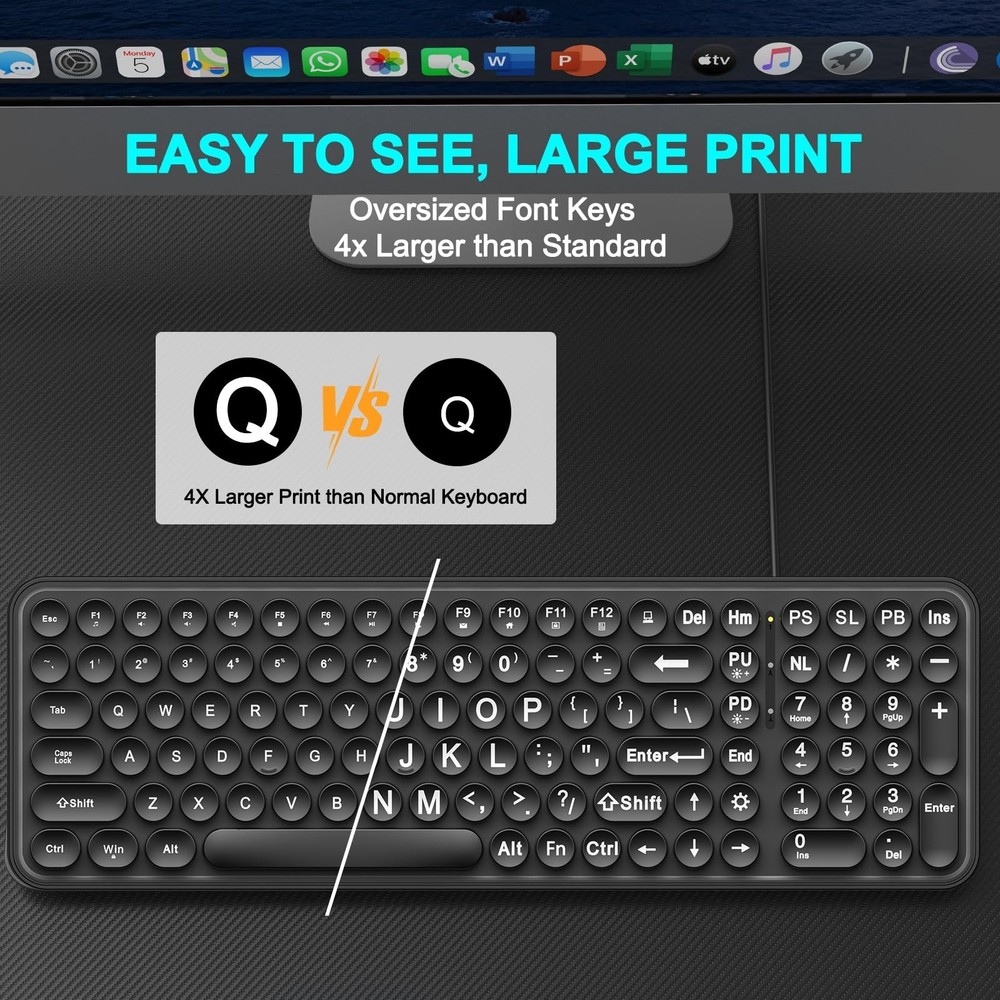 EDJO Large Print Backlit Keyboard,USB Wired Lighted Computer Keyboard with 7-...