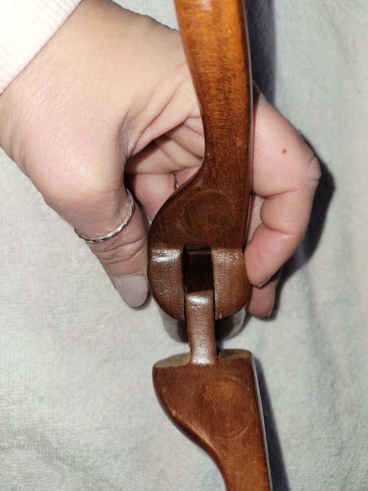 Vtg Solid Wood Nutcracker Lady Legs Hand Carved