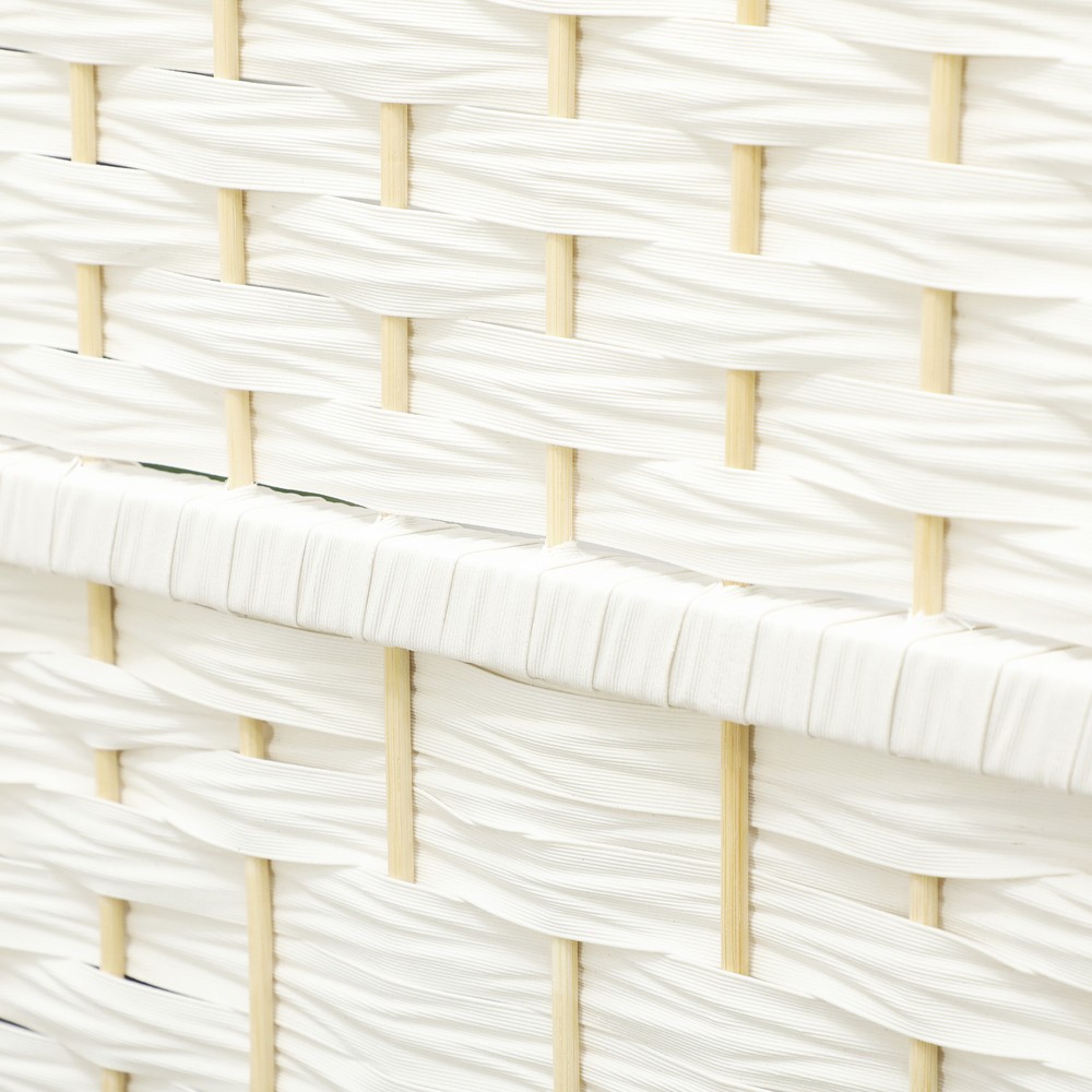 6 Panel Room Divider Hand-Woven Freestanding Partition, White