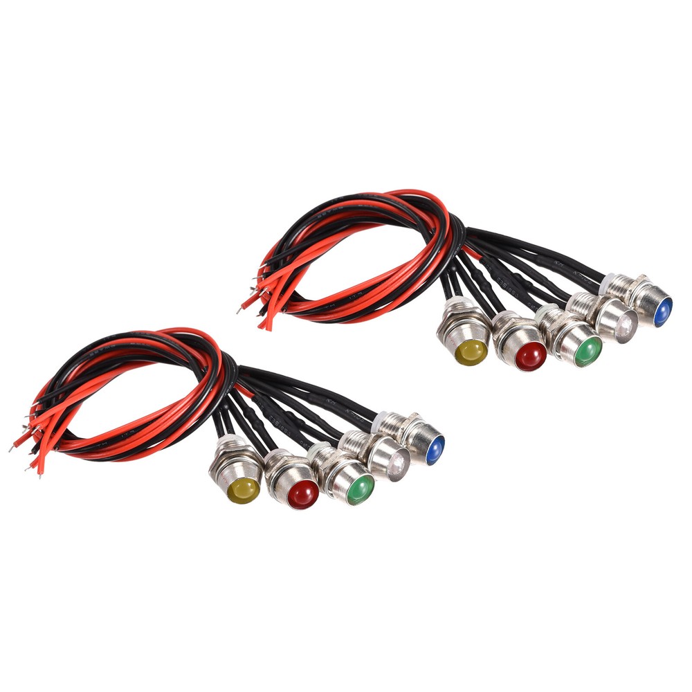 10 x LED Indicator Light Panel Mount Metal Shell Easy Connection AC/DC 110V 8mm