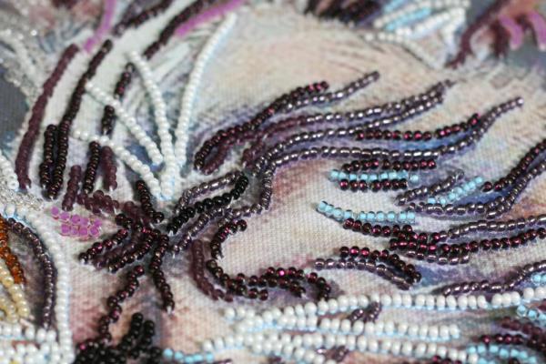 Bead embroidery kit Purr needlework kit Art canvas beadwork pattern