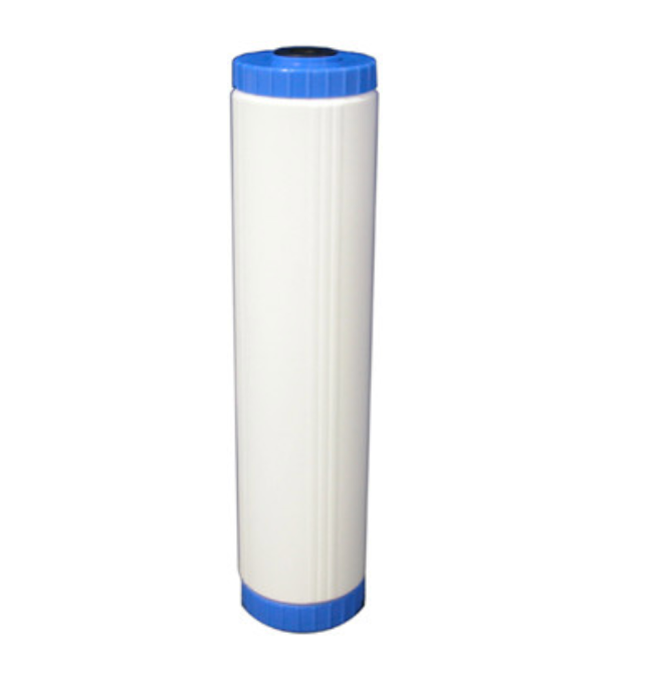 BIG BLUE 4.5"x20" Water Filter Cartridge: 10% Cross Linked Cation Softener Resin
