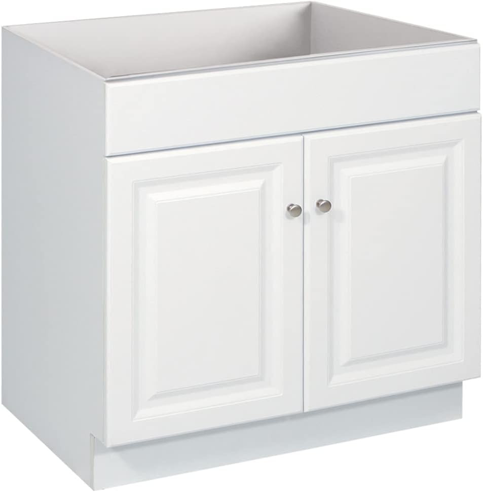 Wyndham 30" White Bathroom Vanity - Solid Wood, Ready to Assemble