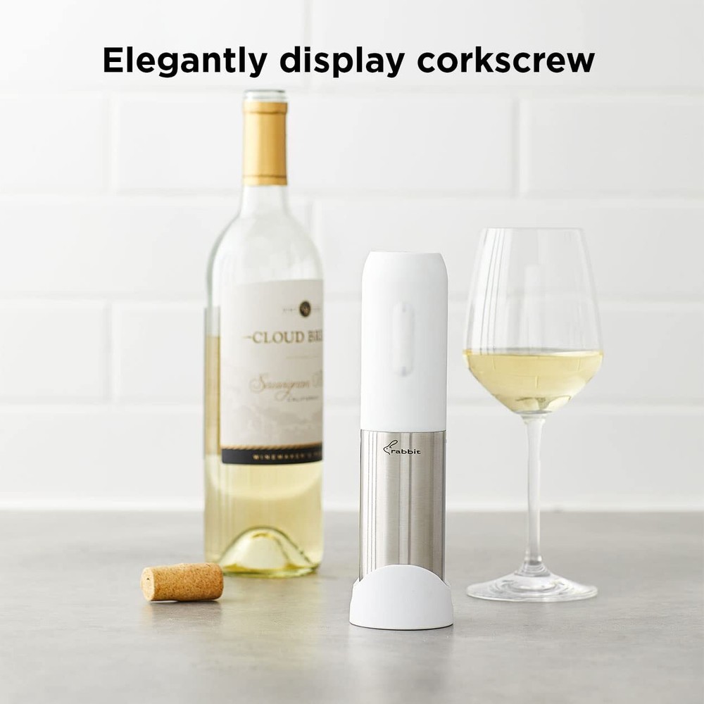 Compact Electric Corkscrew Wine Bottle Opener white 10.75 Inches