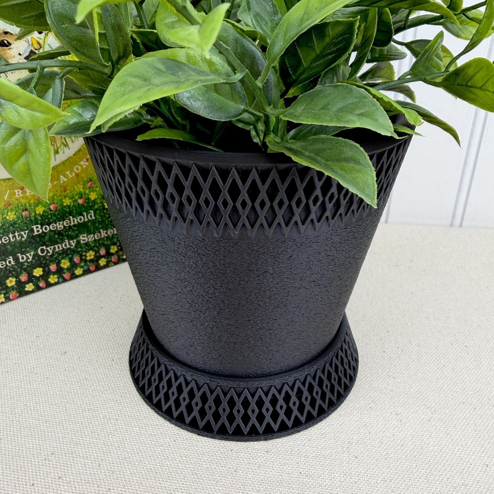 The Shift Planter, Indoor Flower Pot, Tabletop Planter, Textured Diamond Pattern